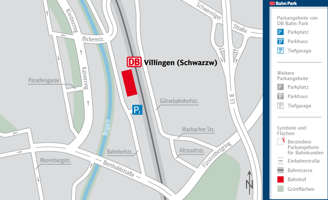 Parkplatz Bahnhof P1 in Villingen